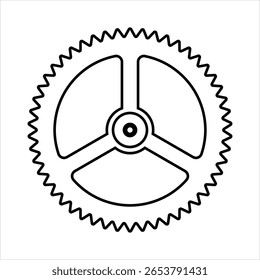 Watch cog wheel icon. Outline watch repair wheel. Gear for web design isolated on white background. Simple flat vector symbol. 