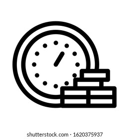 Watch Coin Heap Icon Vector. Outline Watch Coin Heap Sign. Isolated Contour Symbol Illustration