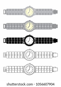 watch colored and silhouette