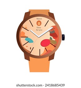 Watch of colorful set. The hand watch is not just an accessory but a work of art, blending design and functionality in a whimsical cartoon design. Vector illustration.