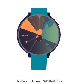 Watch of colorful set. A presentation of the elegance of a wristwatch depicted in this stunning illustration with a combination of design and cartoon elements. Vector illustration.