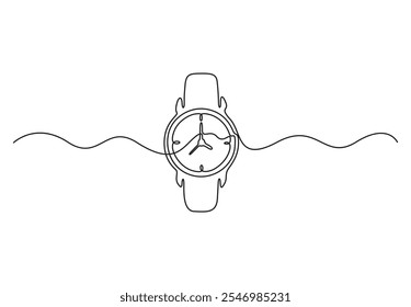 Assista a uma arte de uma linha contínua. Assista isolado em fundo transparente. Ilustração vetorial