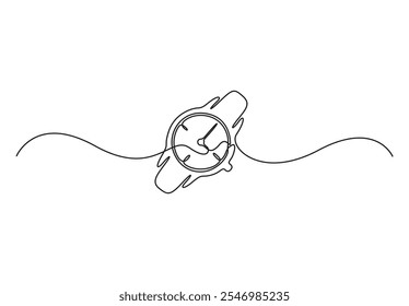 Reloj continuo de una línea de arte. Reloj aislado sobre fondo transparente. Ilustración vectorial