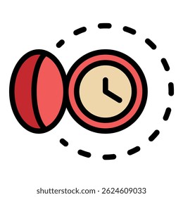 Watch with a cover icon. Outline watch with a cover vector icon color flat isolated