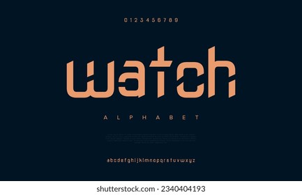 Watch creative modern urban alphabet font. Digital abstract moslem, futuristic, fashion, sport, minimal technology typography. Simple numeric vector illustration