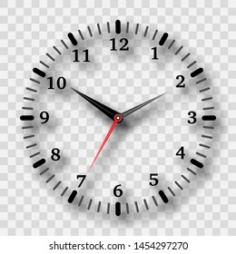 Watch dial on a transparent background with a shadow. Vector illustration
