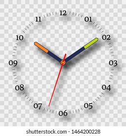 Watch dial on a transparent background with a shadow. Vector illustration