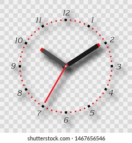 Watch dial on a transparent background with a shadow. Vector illustration