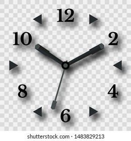 Watch dial on a transparent background with a shadow. Vector illustration
