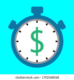 watch with a dollar sign on a blue background
