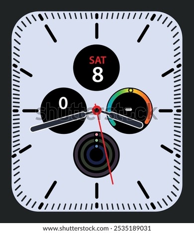 Watch face digital image whith colorful indicators