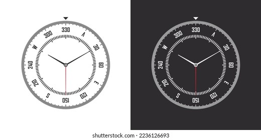 Watch faces. Conceptual clock faces. Smart watch dial. Clock faces on white and black background. Vector illustration