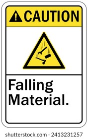 Watch for falling material warning sign and labels