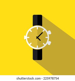 Watch flat icon with long shadow. Vector illustration eps10.