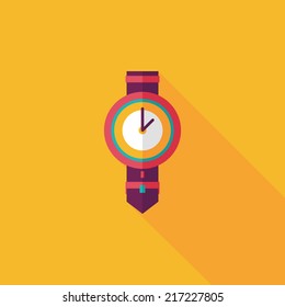 watch flat icon with long shadow,eps10
