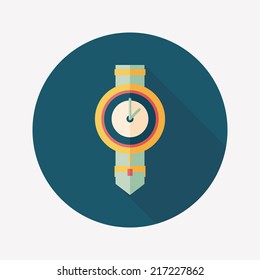 watch flat icon with long shadow,eps10