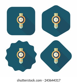 watch flat icon with long shadow,eps10