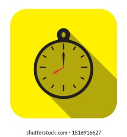 Watch flat icon on Yellow Background Eps10.
