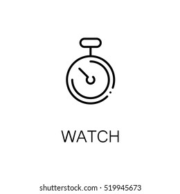 Watch flat icon. Single high quality outline symbol of fitness for web design or mobile app. Thin line signs of stopwatch for design logo, visit card, etc. Outline pictogram of stopwatch