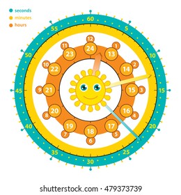 Watch with funny sun - education for children