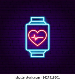 Watch Gadget Neon Label. Vector Illustration of Electronics Promotion.
