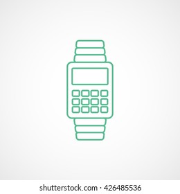 Watch Green Flat Icon On White Background