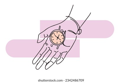 Watch in hand depicting Passing time vector concept illustrations