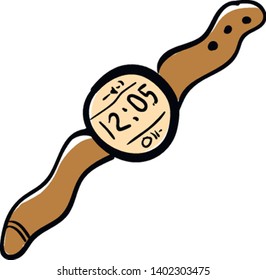 Watch hand drawn design, illustration, vector on white background.