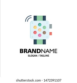 Watch, Hand Watch, Timer, Education Business Logo Template. Flat Color