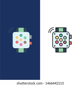 Watch, Hand Watch, Timer, Education  Icons. Flat and Line Filled Icon Set Vector Blue Background. Vector Icon Template background