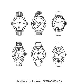 watch handrawn doodle illustrations vector set