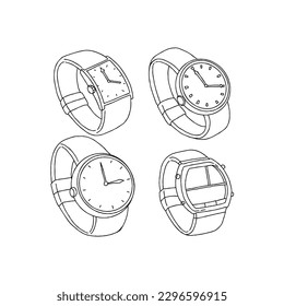 watch handrawn doodle illustrations vector set
