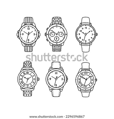 watch handrawn doodle illustrations vector set