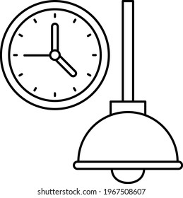 lámpara de relojería y colgante Diseño de iconos, Símbolo de diseño interior, signo de decoración del hogar, ilustración de material de decoración residencial y comercial, reloj de pared con concepto de luz de techo