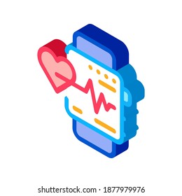 watch heartbeat icon vector. isometric watch heartbeat sign. color isolated symbol illustration