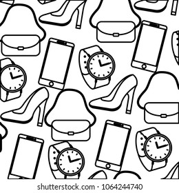 watch and heel shoe and smartphone pattern