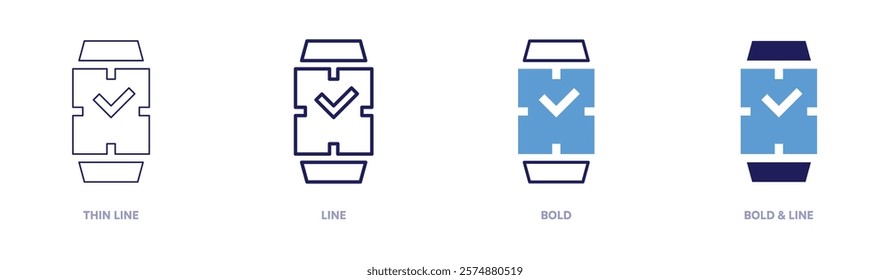 Watch icon in 4 different styles. Thin Line, Line, Bold, and Bold Line. Duotone style. Editable stroke.