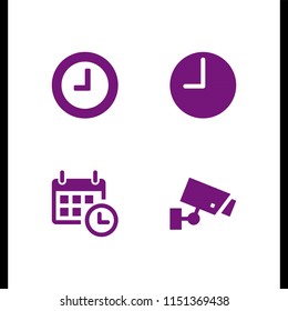 watch icon. 4 watch set with calendar with a clock time tools, cctv and clock vector icons for web and mobile app
