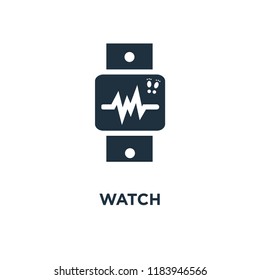 Watch icon. Black filled vector illustration. Watch symbol on white background. Can be used in web and mobile.
