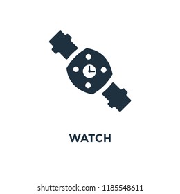 Watch icon. Black filled vector illustration. Watch symbol on white background. Can be used in web and mobile.