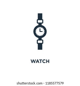 Watch icon. Black filled vector illustration. Watch symbol on white background. Can be used in web and mobile.