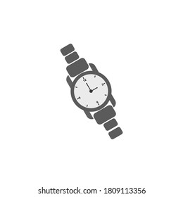 Beobachte das Symbol, eine Armbanduhr auf Schwarz. Modernes Uhrsymbol. Vektorgrafik
