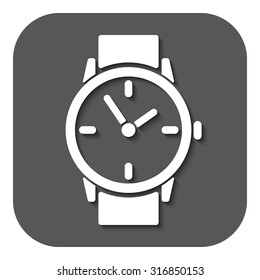 The watch icon. Clock and wristwatch, timer, time, stopwatch symbol. Flat Vector illustration. Button