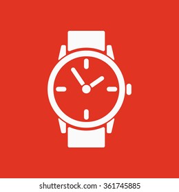 The watch icon. Clock and wristwatch, timer, time, stopwatch symbol. Flat Vector illustration