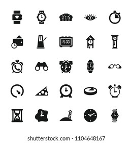 Watch icon. collection of 25 watch filled icons such as alarm, eye, clock, binoculars, wallet, wall clock, sundial, hourglass. editable watch icons for web and mobile.