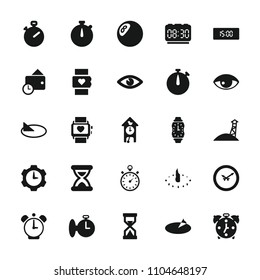 Watch icon. collection of 25 watch filled icons such as clock, eye, wallet, hourglass, wall clock, sundial, alarm. editable watch icons for web and mobile.