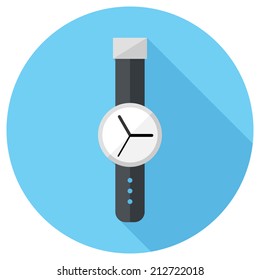 Watch icon. Flat design style modern vector illustration. Isolated on stylish color background. Flat long shadow icon. Elements in flat design.
