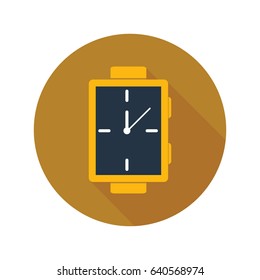 Watch icon in flat style on circle for web, infographics and creative design