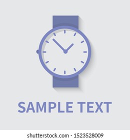 Watch icon in flat style - timer on gray background. Vector design element 