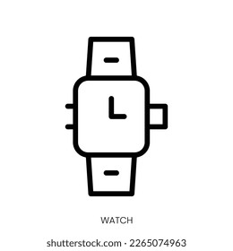 watch icon. Line Art Style Design Isolated On White Background